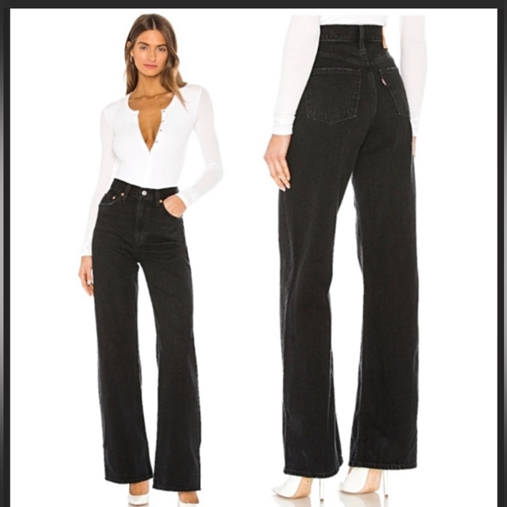 Levi’s Ribcage Wide Leg Jeans Black Boot 28 / 6 Womens